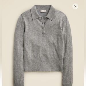 J. CREW FEATHERWEIGHT CASHMERE BLEND LONG SLEEVED POLO SHIRT SWEATER
